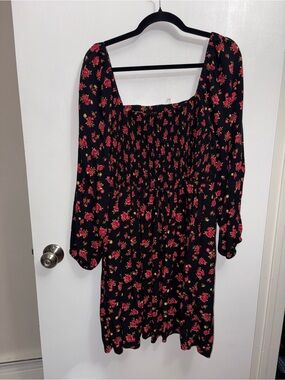 Old Navy Black Floral Square-Neck Dress